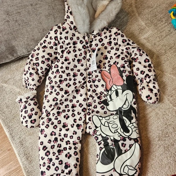 Adorable Cartoon Print Kids Footie - Cream And Black